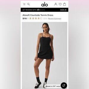 ALO Yoga Black Alosoft Courtside Tennis Dress